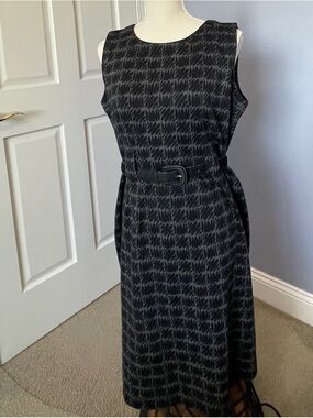 Calvin Klein Sheath Dress Abstract Black & Gray Pattern Size 12